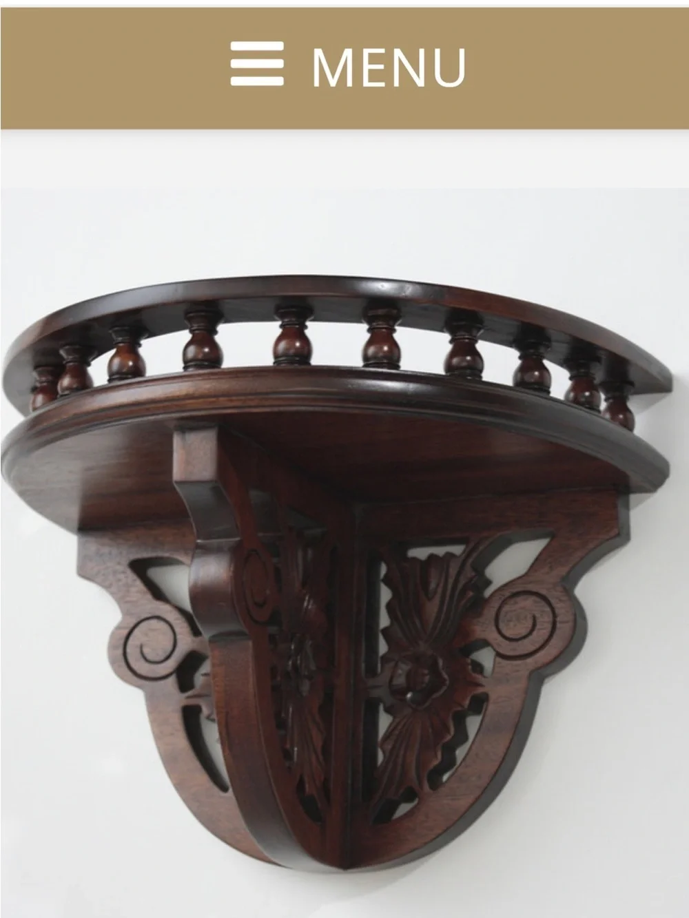 Antique Mahogany Demilune Wall Shelf